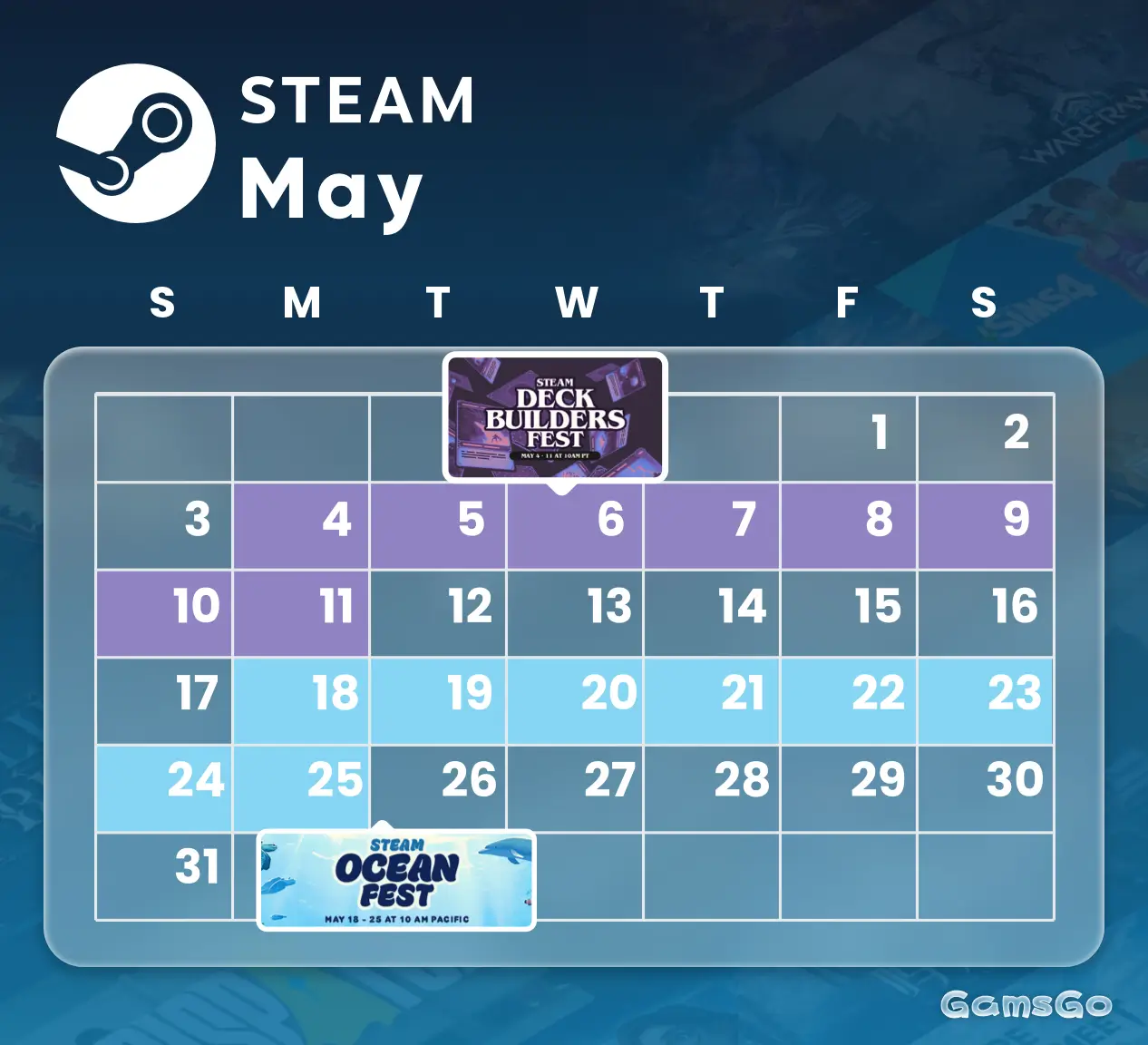 Image 21: May 2026 Steam sale calendar