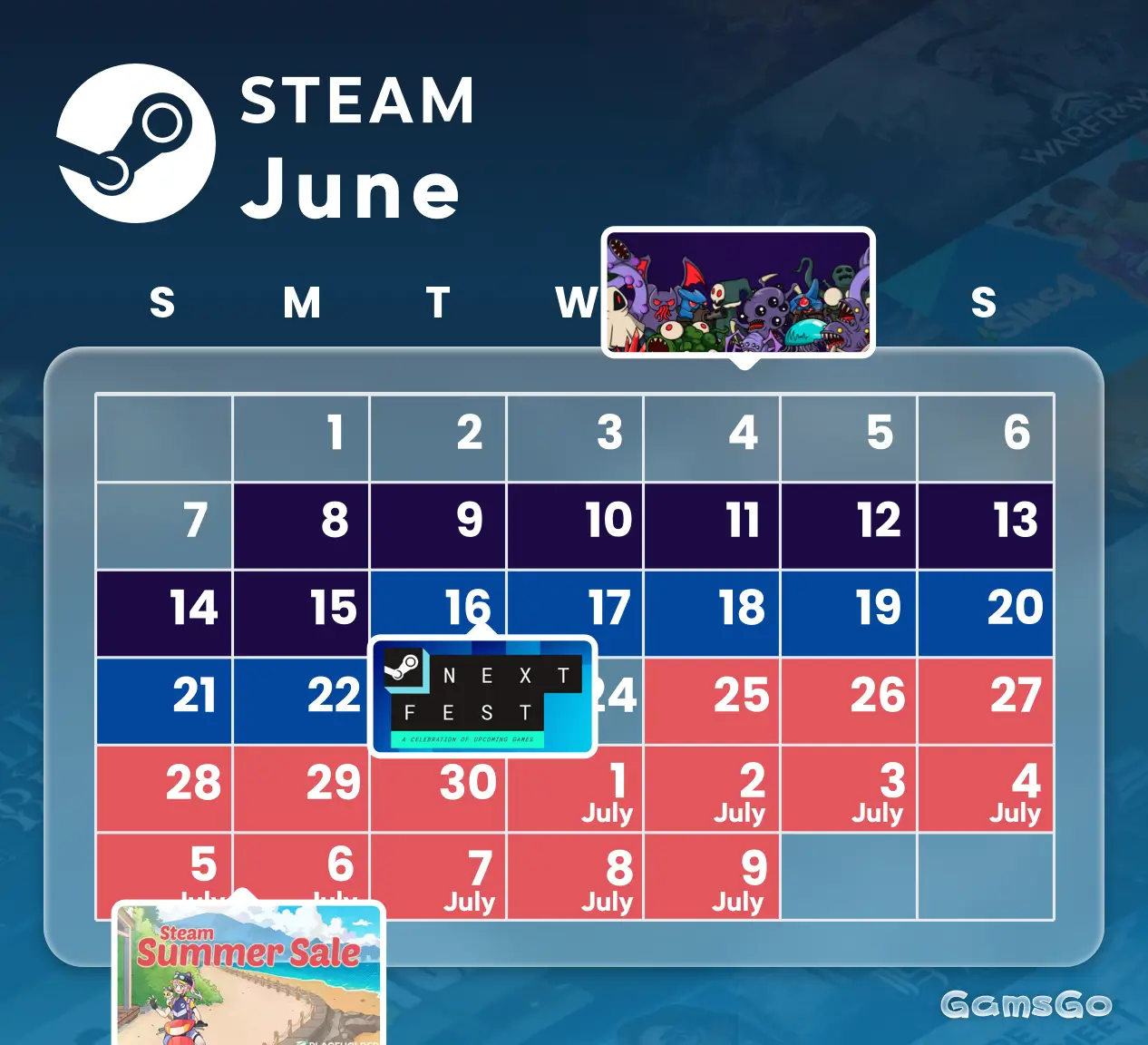 Image 22: June 2026 Steam sale calendar