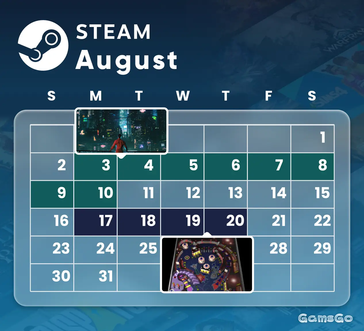 Image 24: August 2026 Steam sale calendar