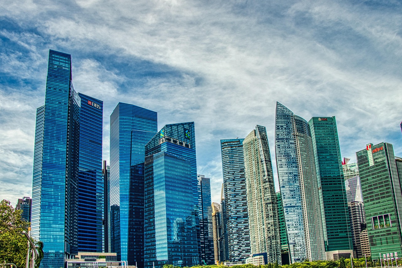 Singapore: singapore, skyscrapers, city, the skyscraper, modern, building, architecture, nature, skyline, mirror, glass, center, tower, blue sky, blue, metropolis, metropolitan, scenery, sky, tall, cities, the stage