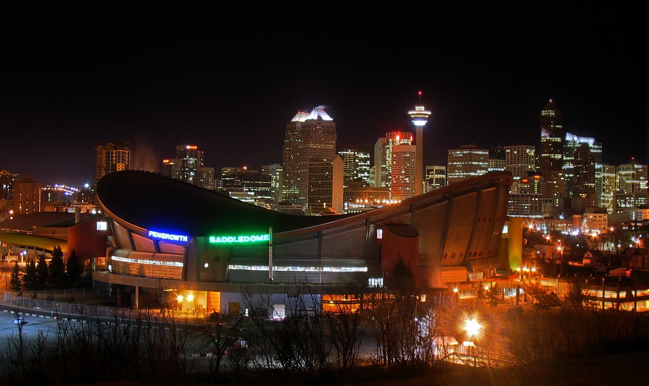 Canada: calgary, canada, saddle dome, night, downtown, city, cities, lights, evening, evening sky, lighting, skyline, skyscraper, building, calgary, calgary, calgary, calgary, calgary