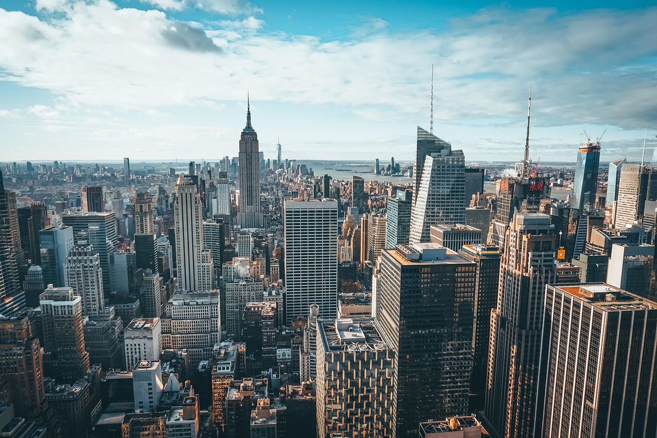 USA: new york city, city, buildings, skyline, skyscrapers, cityscape, empire state, tower, landmark, nature, downtown, midtown, urban, nyc, new york, manhattan, usa, america, sunset, aerial view