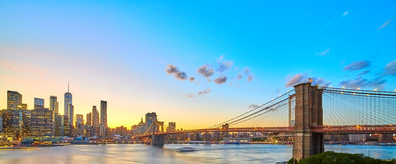 USA: brooklyn, brooklyn bridge, bridge, skyline, architecture, urban, landmark, historic, river, cityscape, usa, travel, manhattan, walking, night sky, sky, night, lights, city, nature, nyc, america, tourism, blue walking, blue river, blue bridge