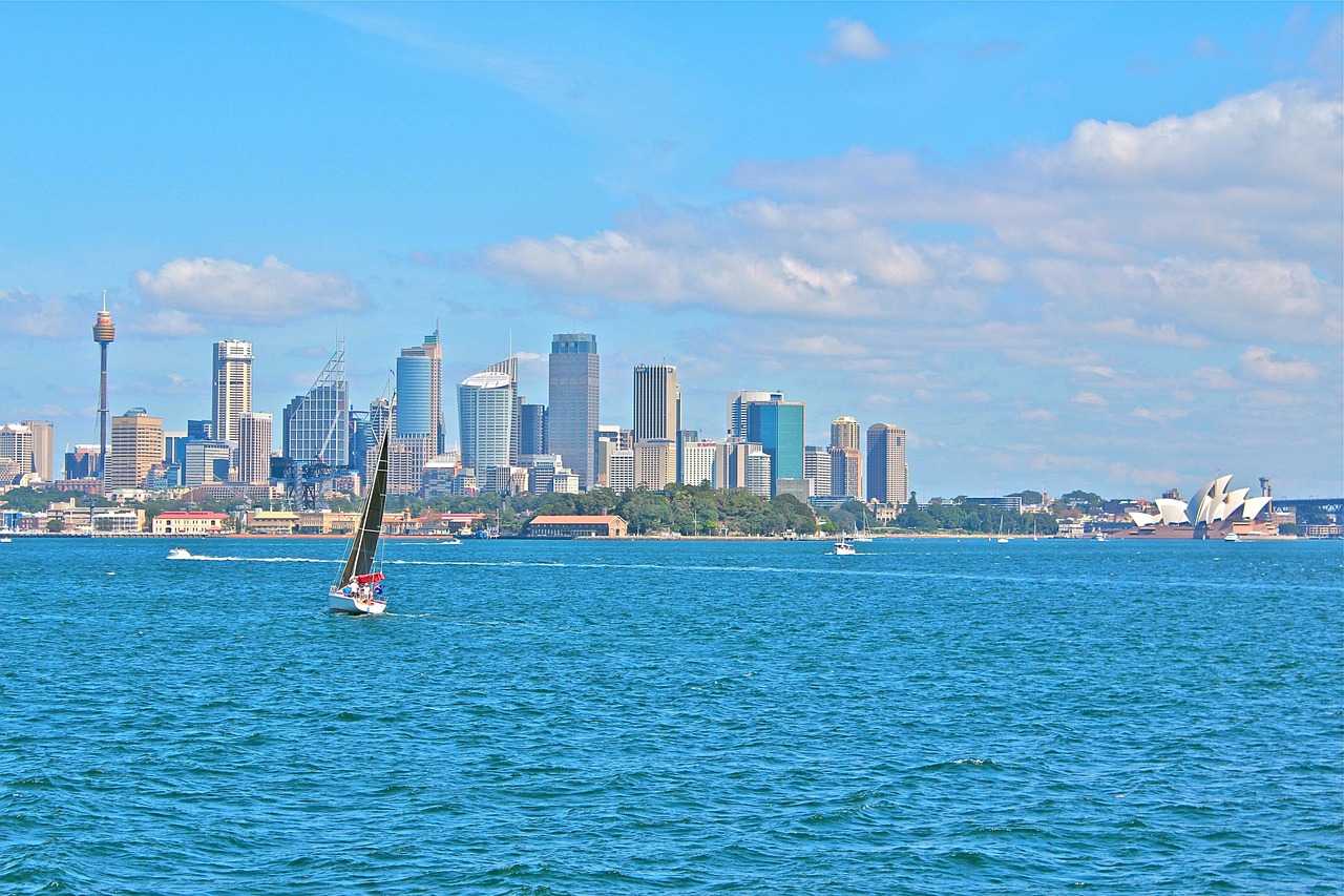 Australia: sydney, australia, port, summer, water, boat, city, skyline, architecture, building, panorama, landscape, bay, nature, sea, scenic, coast, heaven, to travel, vacations, horizon, riverbank, relax, blue