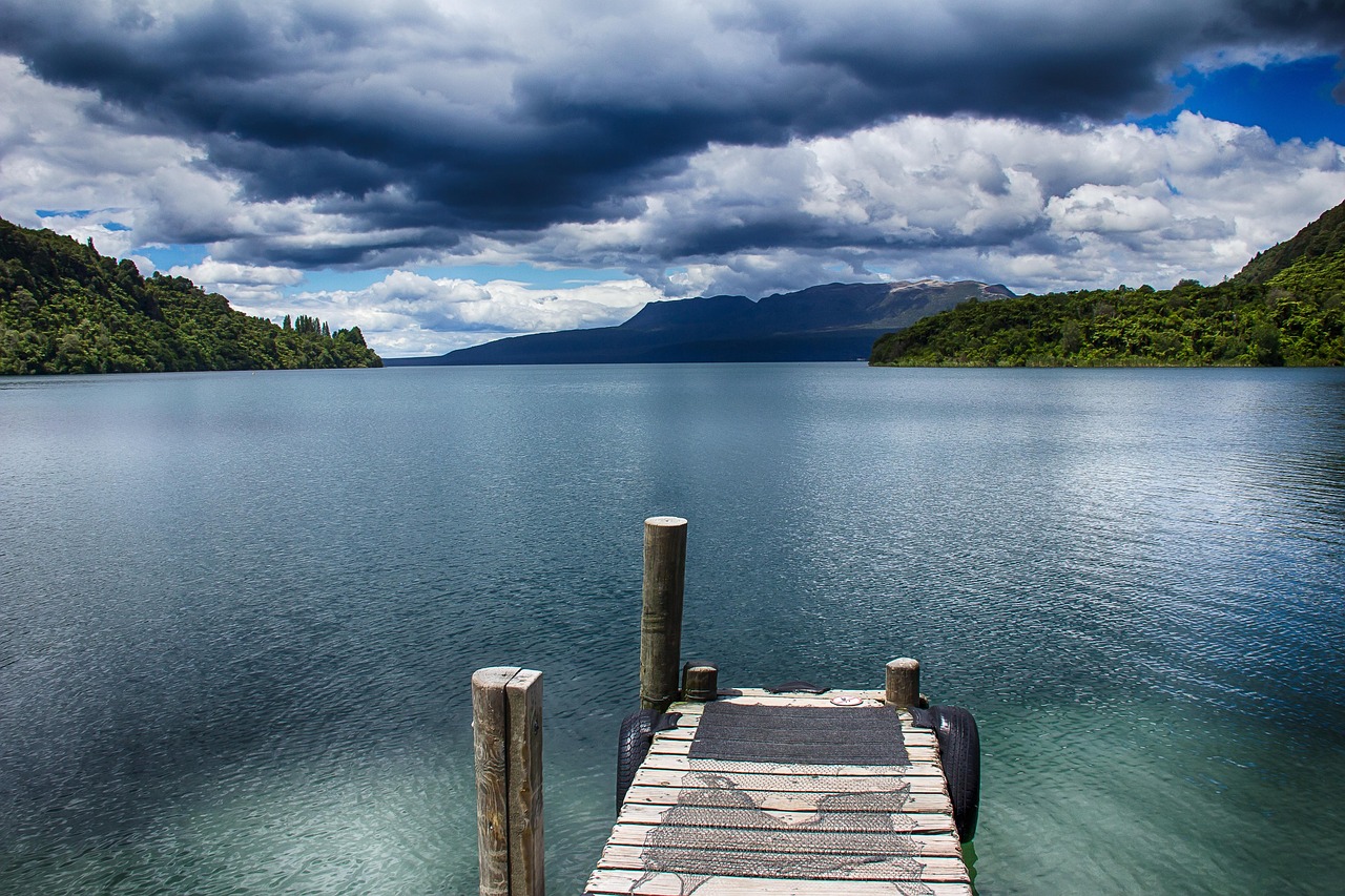 New Zealand: new zealand, lake, web, kai, dock, nature, water, clouds