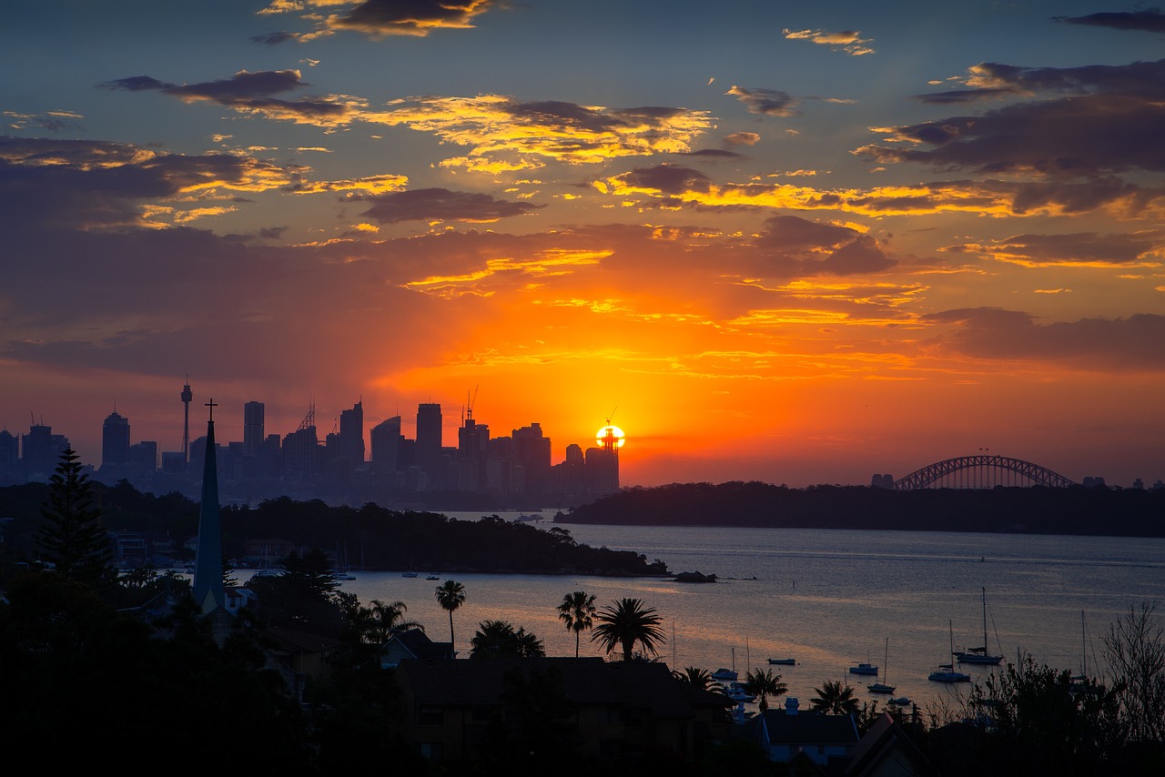 Australia: sydney, australia, city, nature, skyline, night, opera house, sunset, skyscraper, panorama, watsons bay, the gap, to travel, port