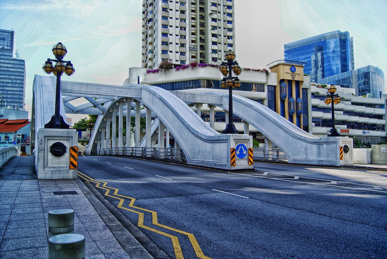 Singapore: singapore, city, cities, urban, buildings, bridge, road, highway, street, architecture, hdr, outside, blue road, blue street, blue bridge, singapore, singapore, singapore, singapore, singapore