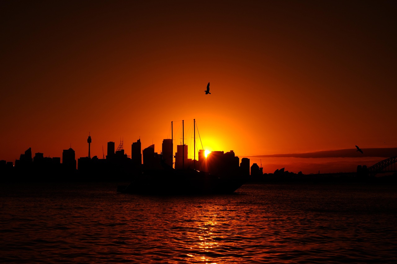 Australia: sydney, sunset, evening sun, skyline, architecture, panorama, nature, dusk, australia, sydney harbour, the port of sydney