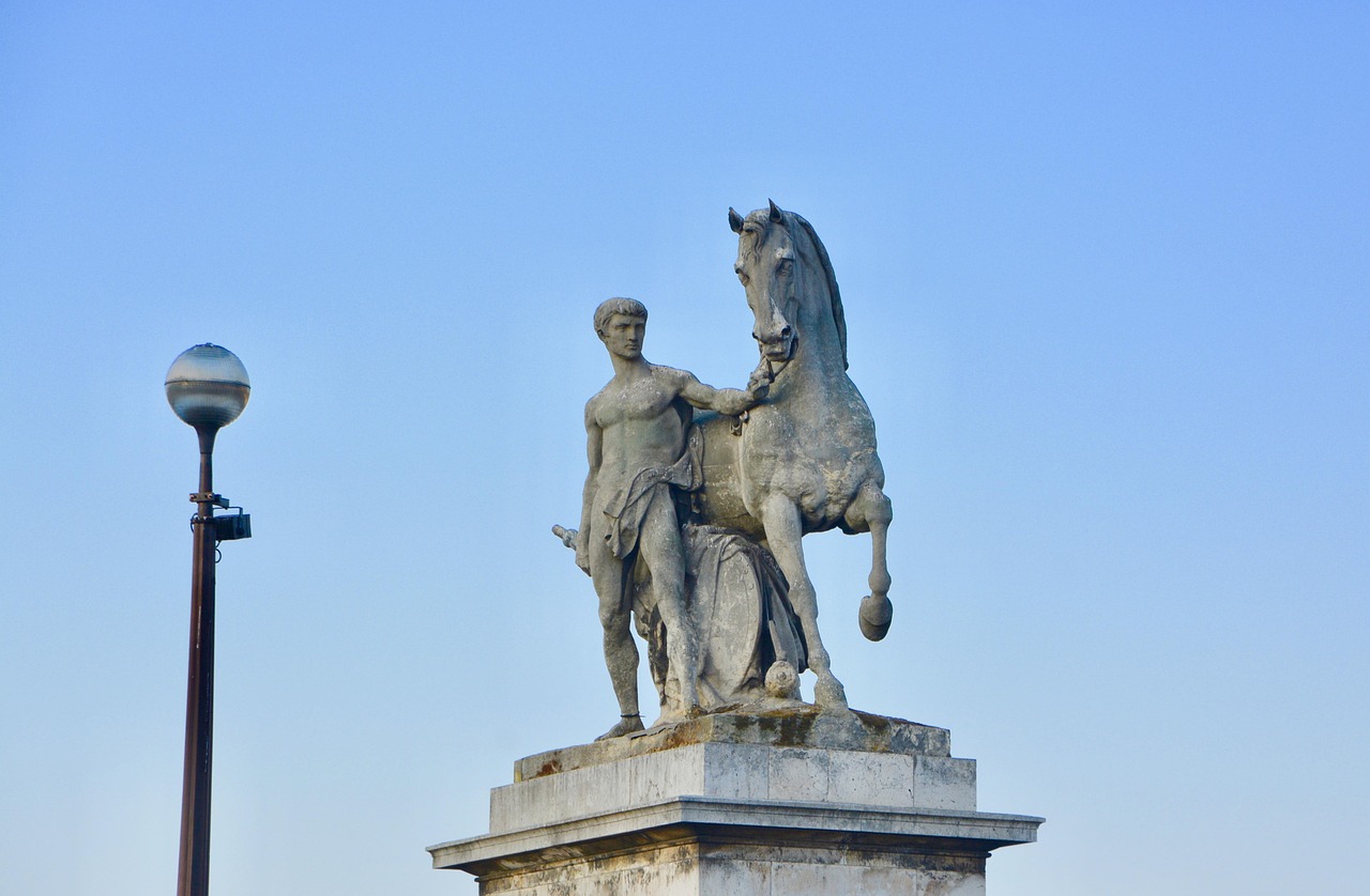 France: sculpture, sculpture esplanade of the trocadéro, sculpture man horse, france, city paris france, tourists, capital, travel, europe, urban, architecture, monument, historical