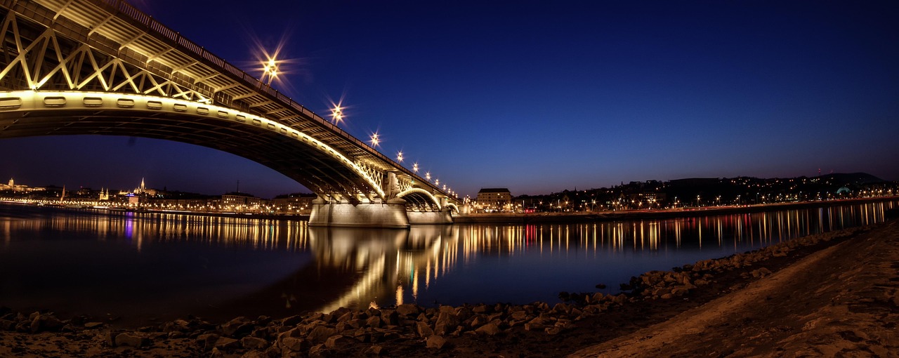 Australia: light, city, mountains, night, nature, buildings, australia, bridge, river, reflection, urban