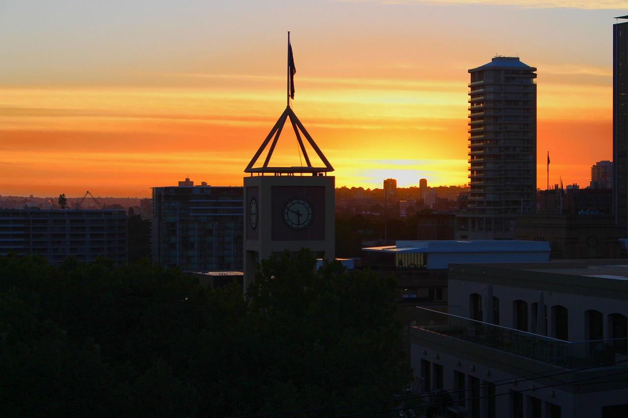 Australia: city, sunrise, harbor bridge, nature, sydney, australia