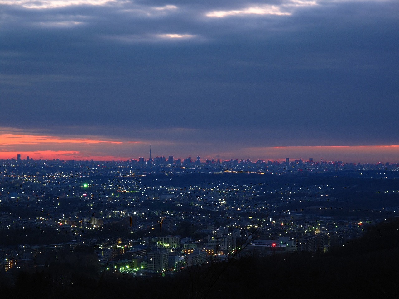 Japan: tokyo, japan, night sky, sky, clouds, night, evening, buildings, city, cities, lights, lighting, skyscrapers, urban, landscape, architecture, sunset, nature, outside, skyline, blue sunset