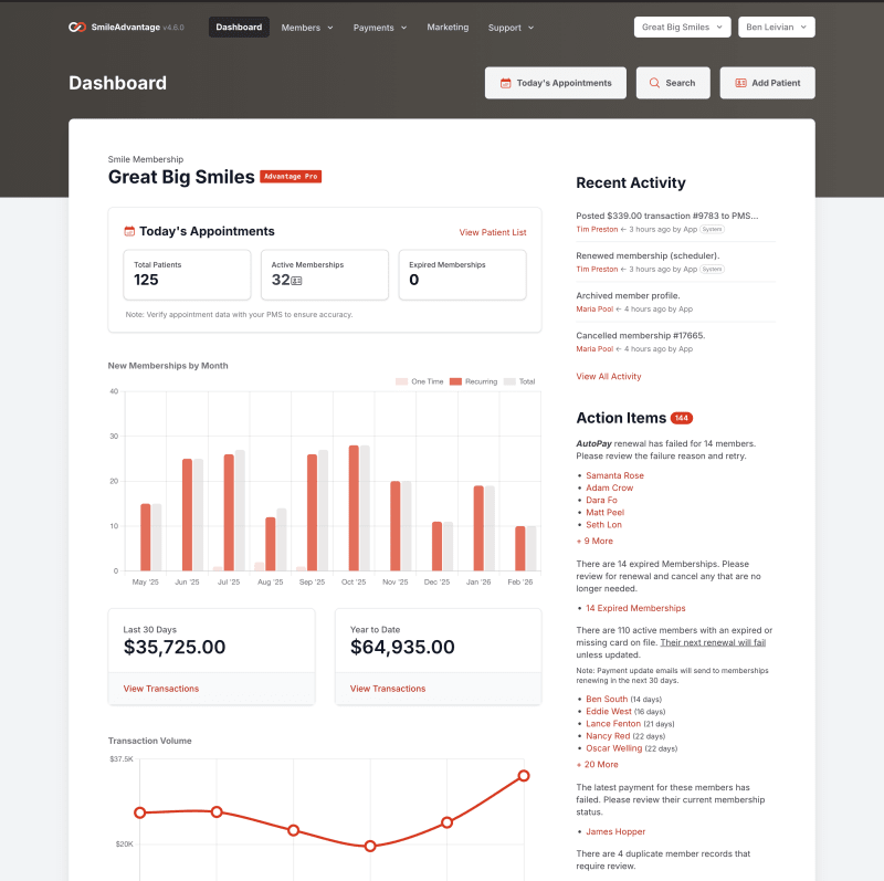 Smile Advantage member management