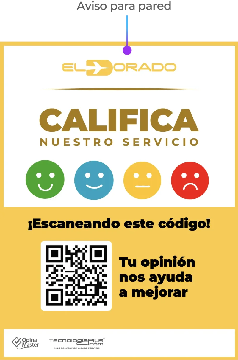 Aviso de pared con calificador de servicio al cliente