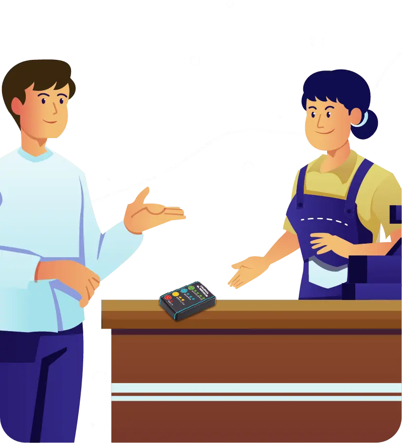 Asesor guiando a un usuario como calificar el servicio al cliente