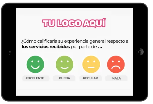 Ejemplo de como se ve una plana de la encuesta de satisfacción de servicio al cliente en tablet