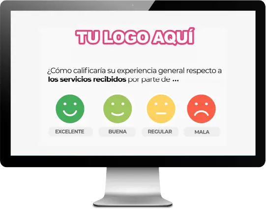 Ejemplo de como se ve la encuesta de satisfacción de servicio al cliente en computador de mesa