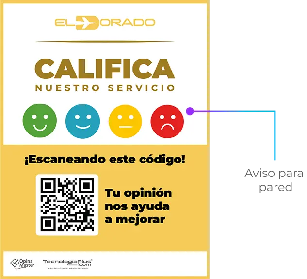Aviso de pared con calificador de servicio al cliente