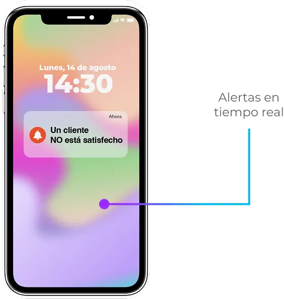 Ejemplo de una alerta en tiempo real recibida en un teléfono celular