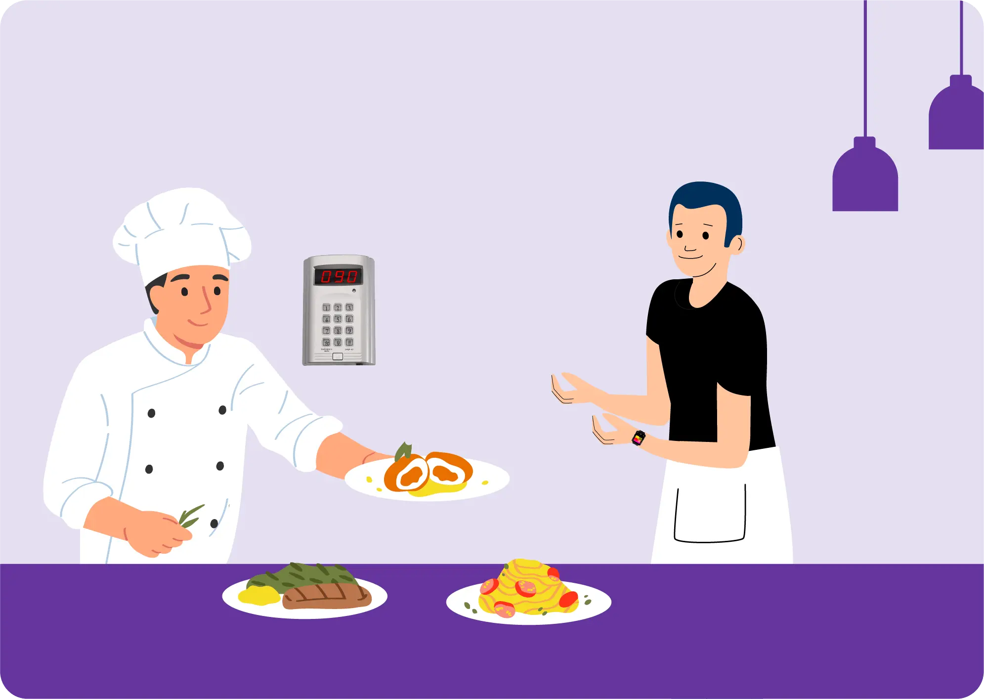 El chef entrega el pedido de alimentos gracias al llamado