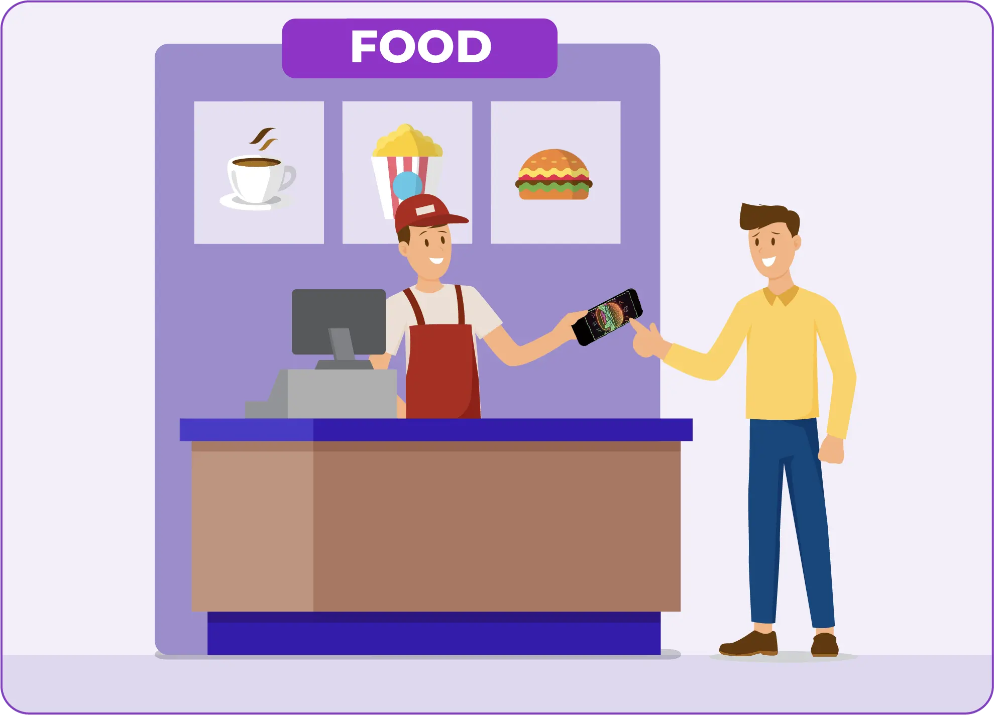 El asesor entrega al cliente un localizador para restaurantes