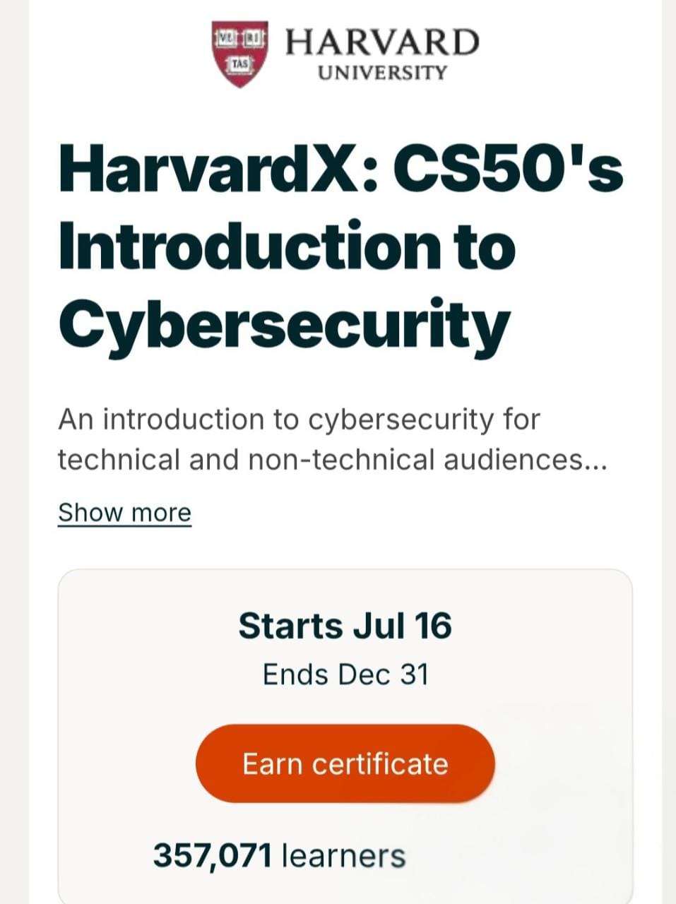 Harvard University Offers Free Cybersecurity Course for 2025. No Enrollment Fee Required.