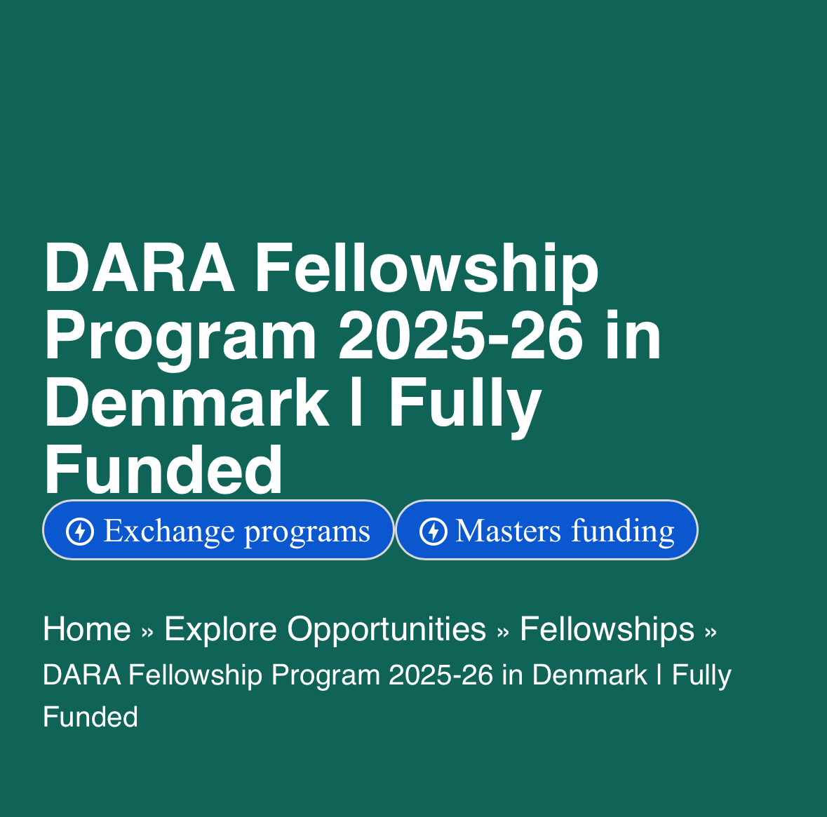 DARA Fellowship Program 2025–26 in Denmark | Fully Funded PhD