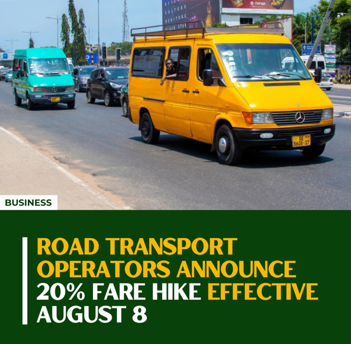 Ghana Faces 20% Transport Fare Hike Starting August 8