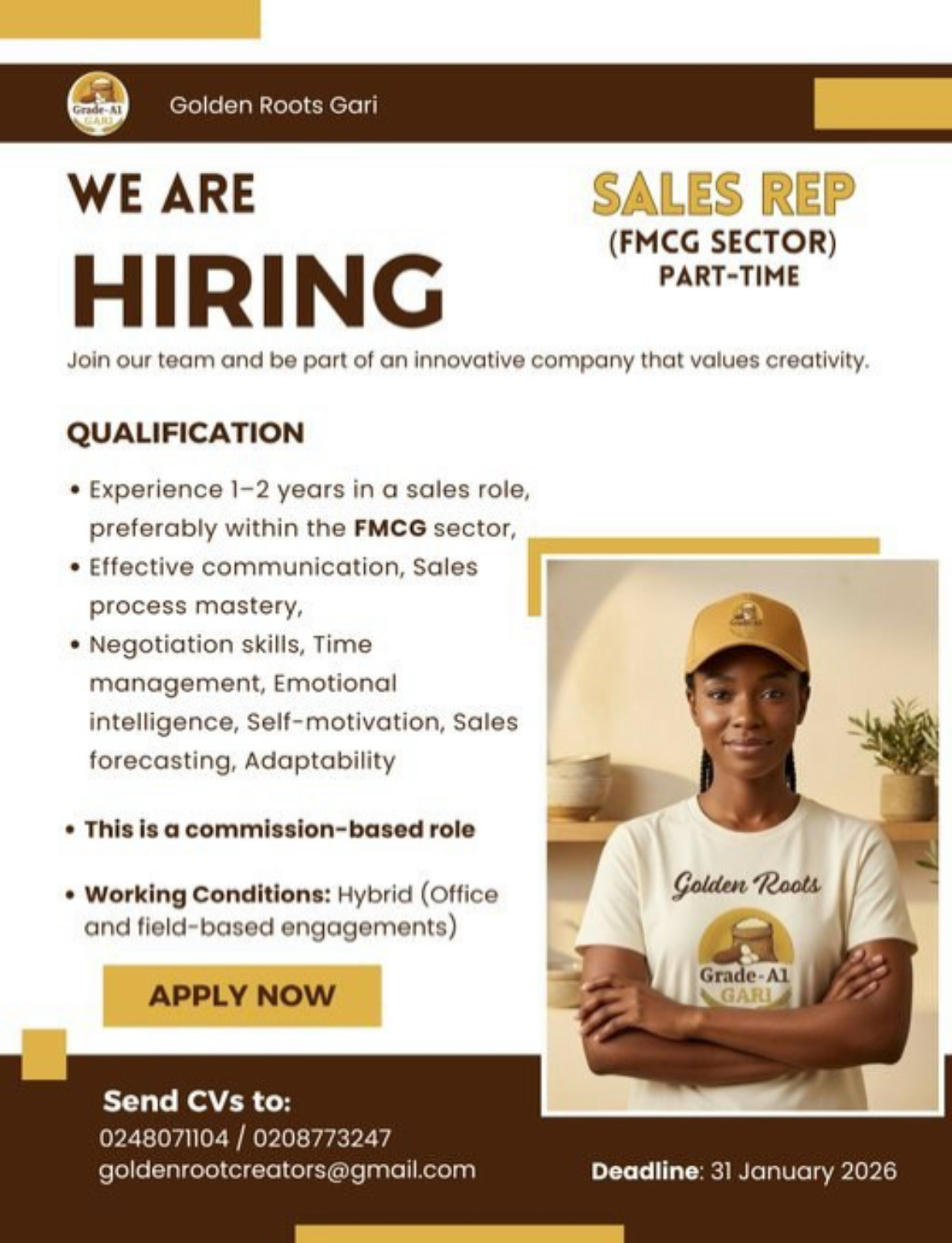 Part time Sales Representative (FMCG Sector) for all universities students