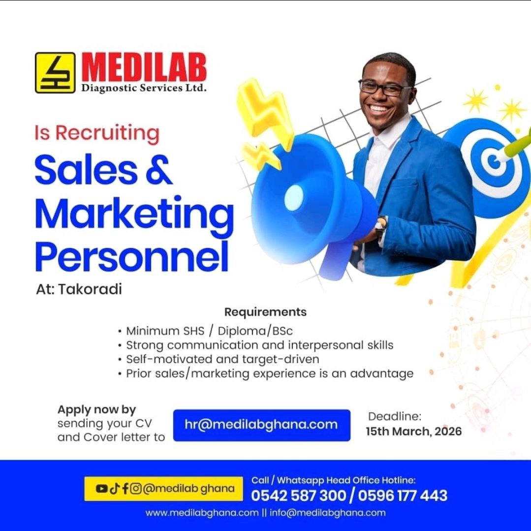 Sales & Marketing Personnel At: Takoradi