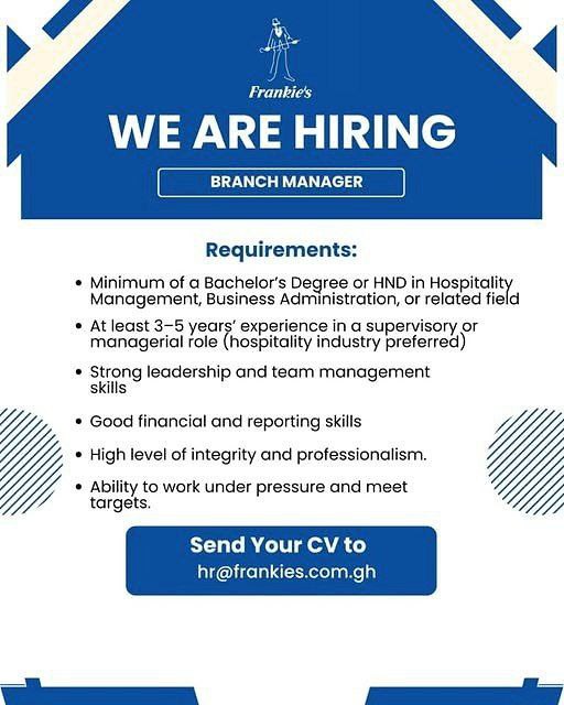 BRANCH MANAGER needed