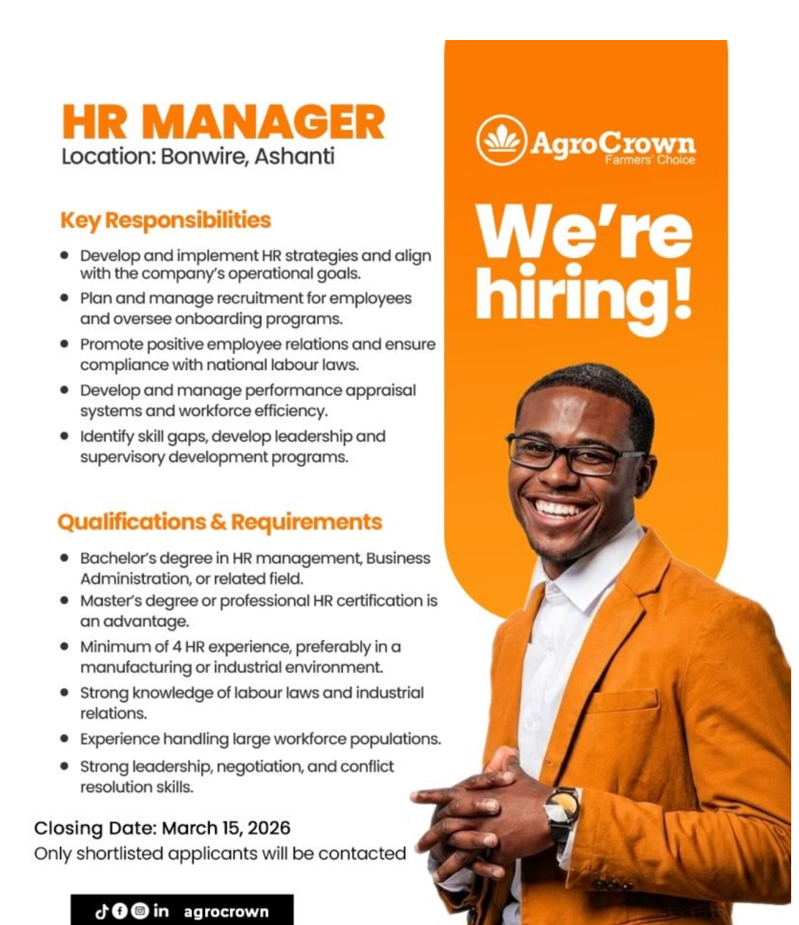 HR Manager - Agrocrown