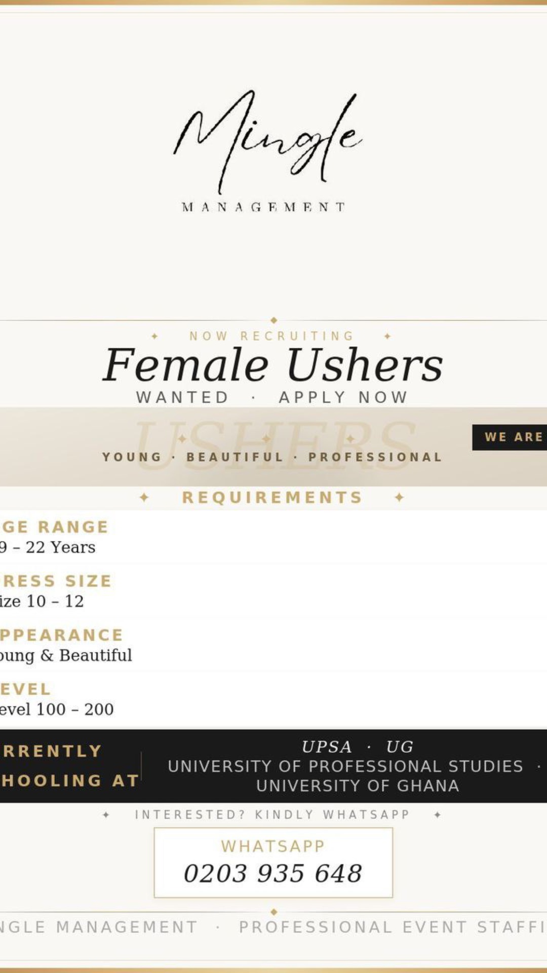 Event Usher(for students)