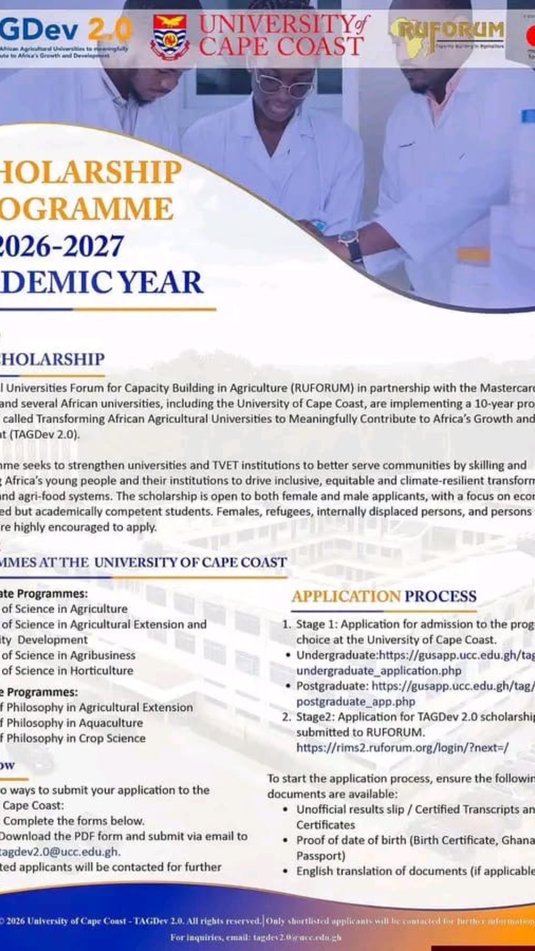 TAGDev 2.0 Scholarship Programme 2026‑2027