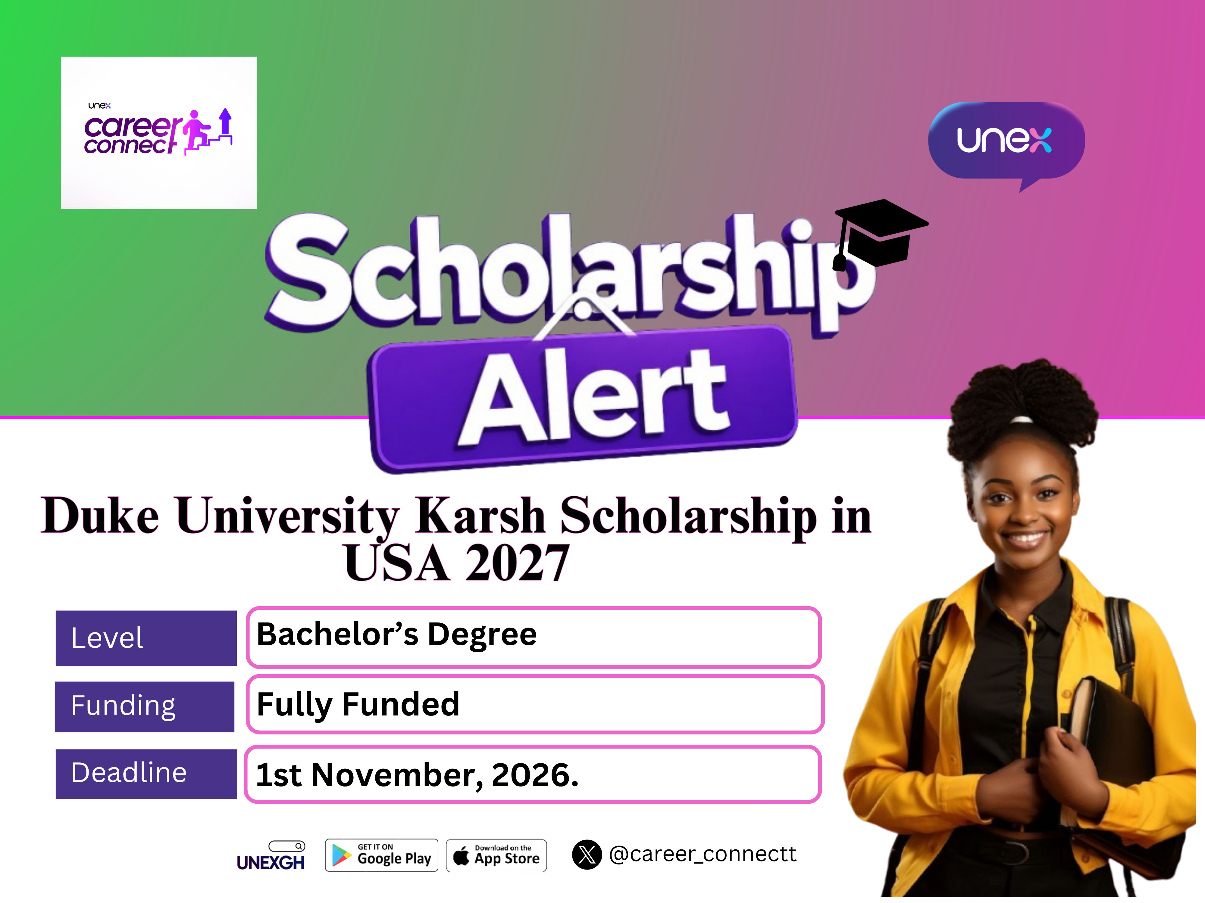 Name: Duke University Karsh Scholarship in USA 2027