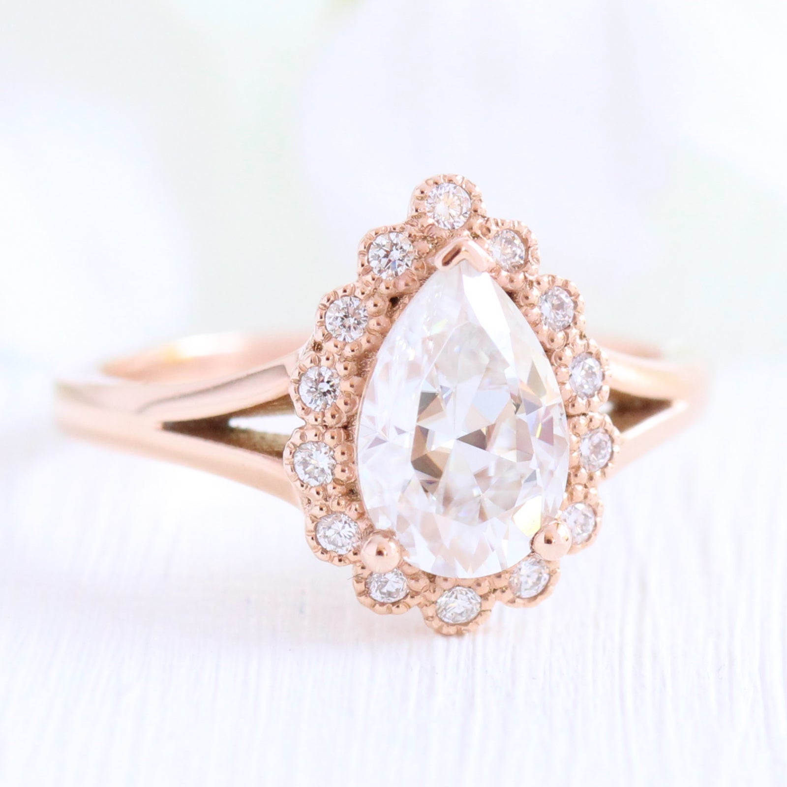 April inspired moissanite engagement rings