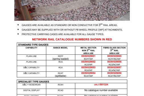 Bance RAFF Rail Gauge with Prison Mount Data Sheet