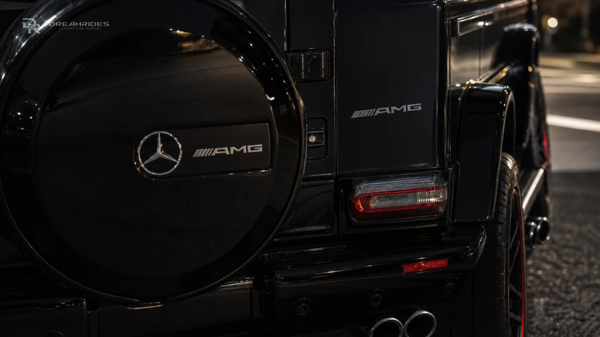 Mercedes-Benz G63 model detail with AMG rear spare cover and exhaust finish