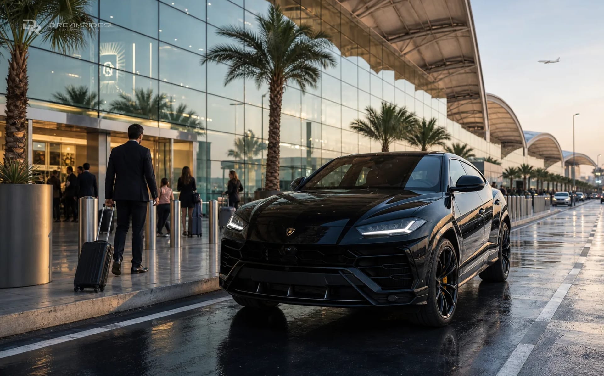 Lamborghini Urus at Dubai International Airport DXB terminal arrival