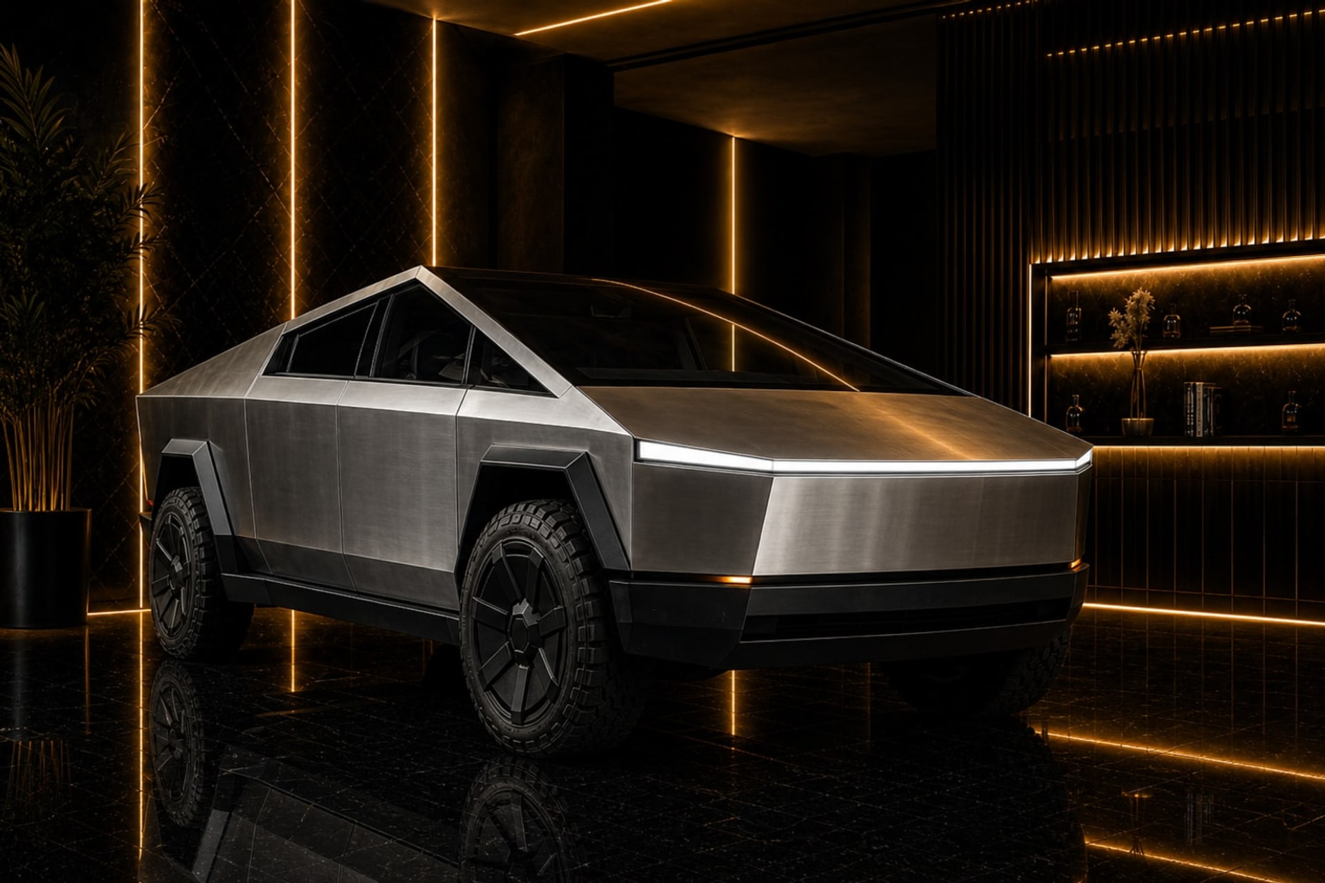 Actual Tesla Cybertruck rental car in Dubai with DreamRides luxury car rental UAE