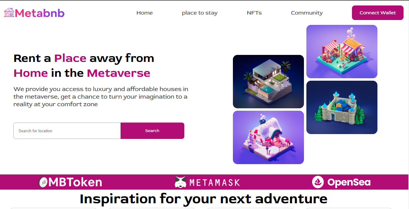 A screenshot of MetamaskBnb's home page