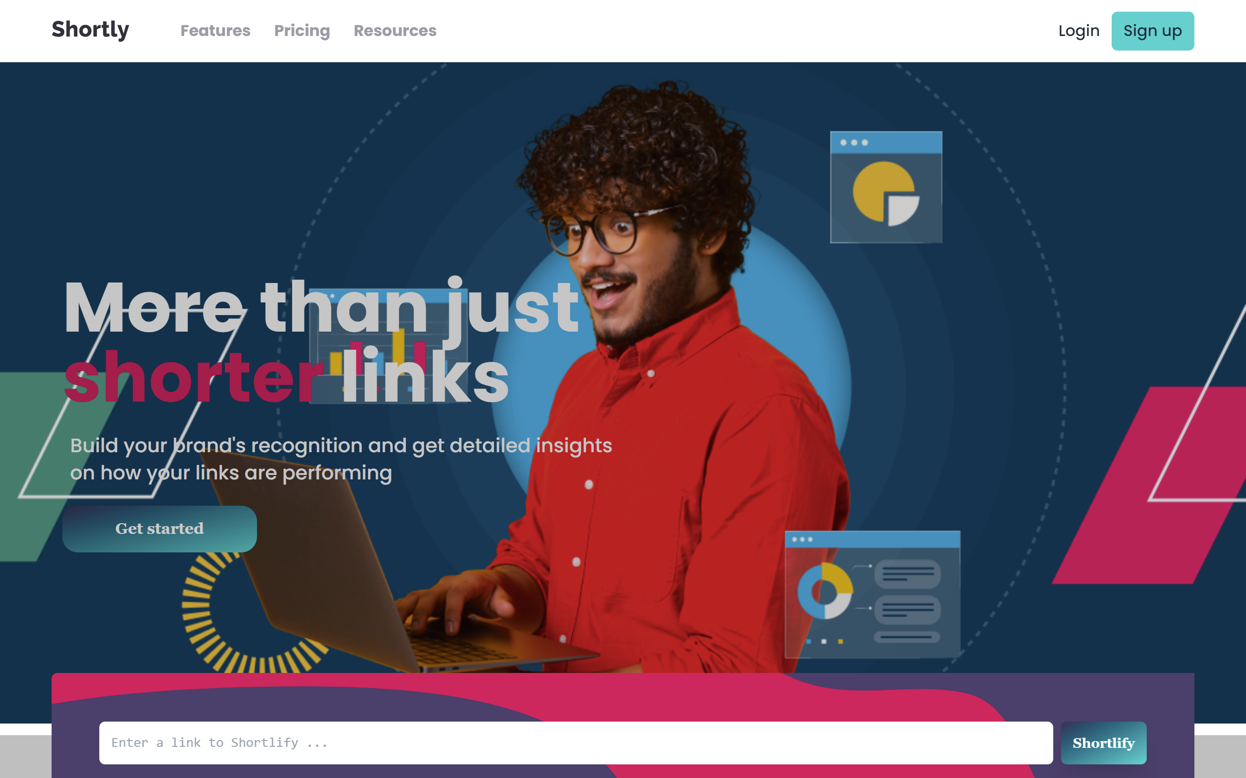A screenshot of Shortlify's home page