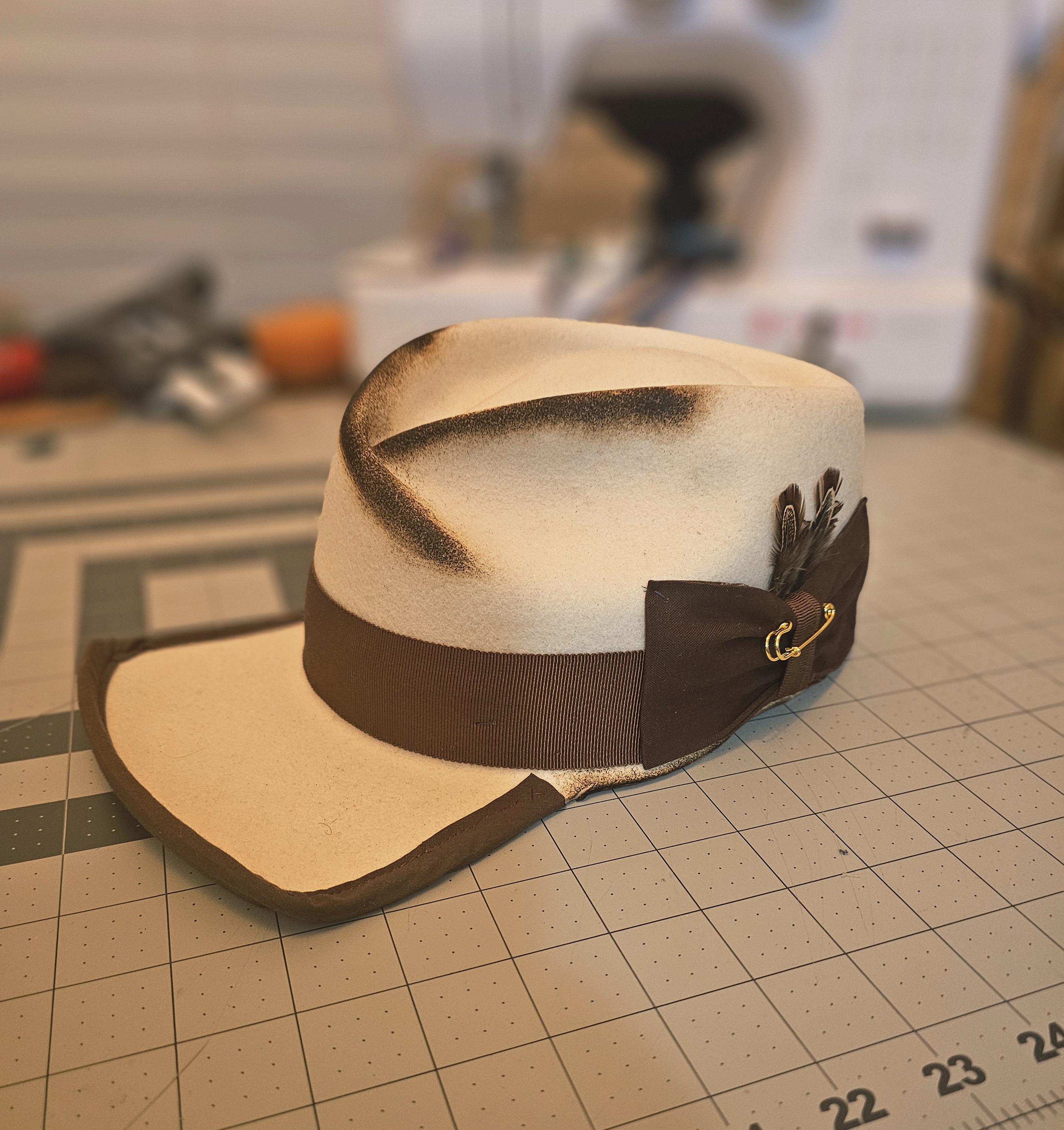 White cross top Fedora Cap