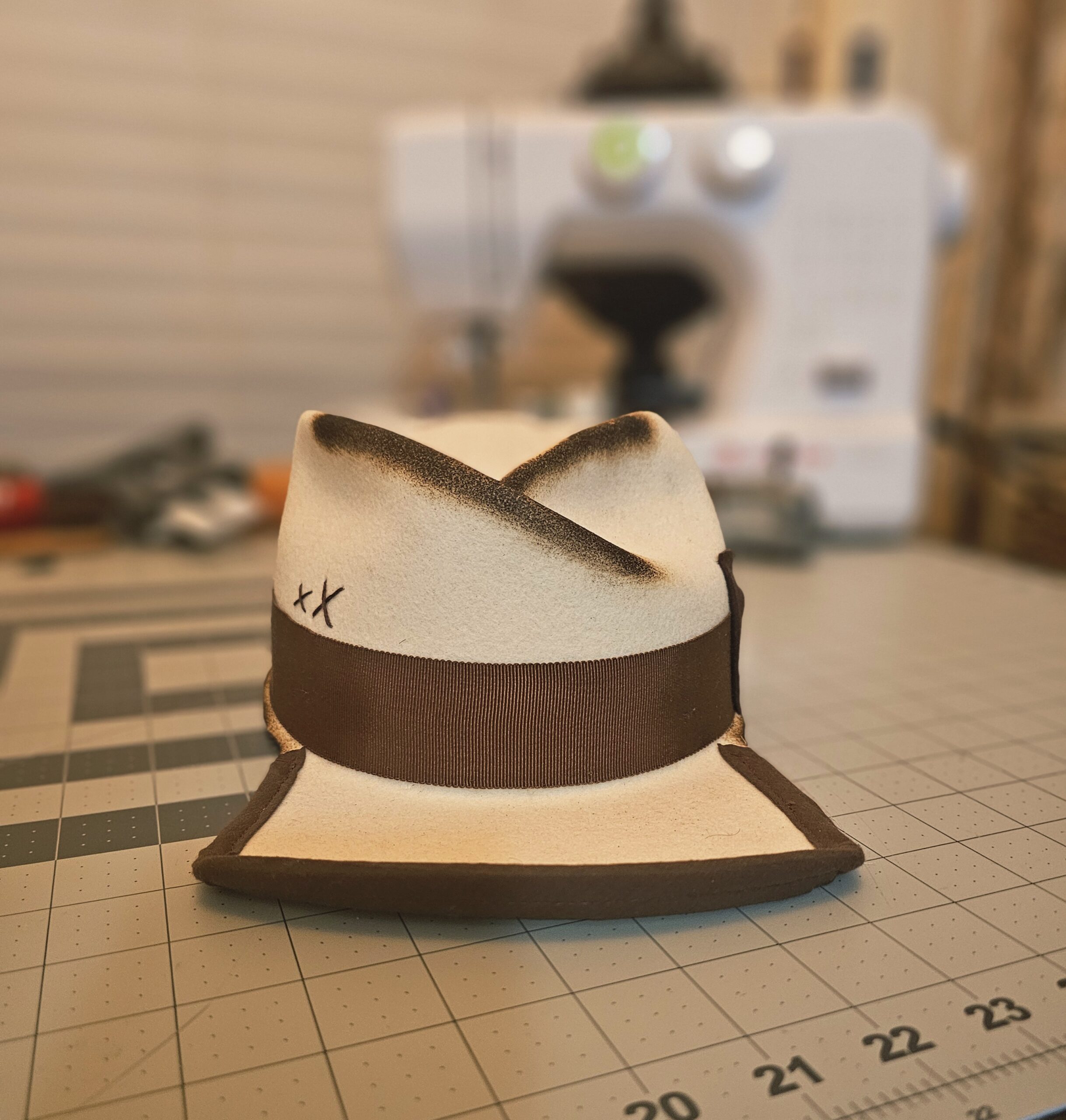 White cross top Fedora Cap