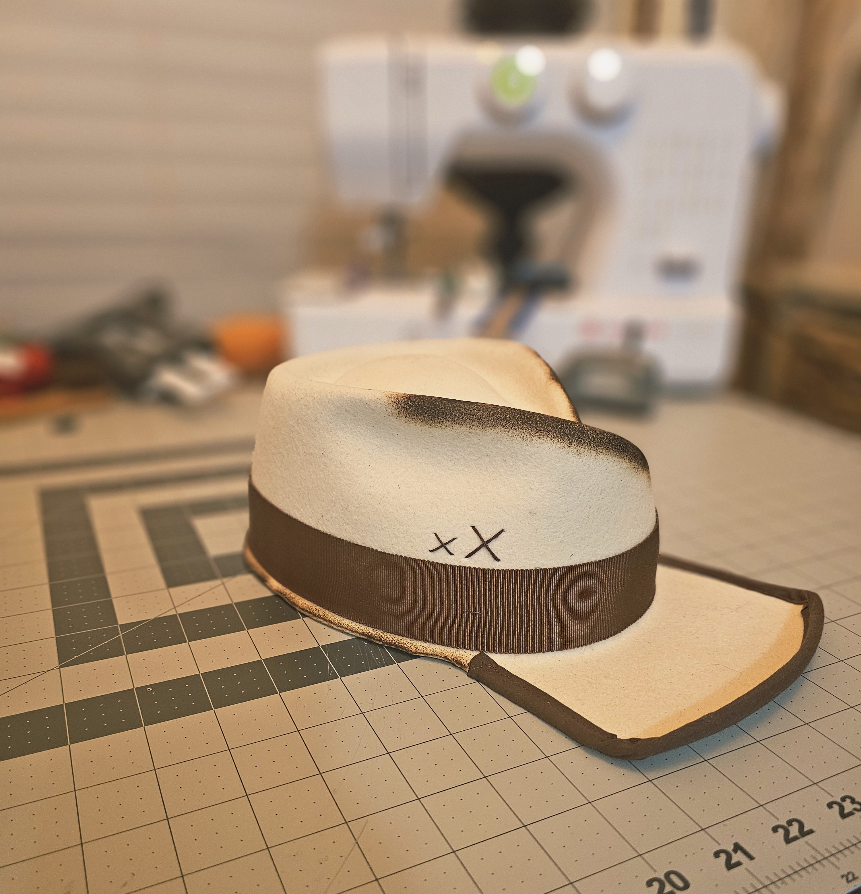 White cross top Fedora Cap