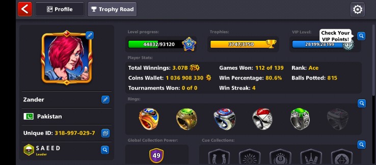 (IOS/Android/Miniclip/Facebook) 8 Ball Pool Account – 1 BILLION+COINS 9-12 LEGENDARY CUES 6 CUES MAXED VIP BLACK DIAMOND MINICLIP LOGIN (IOS/Android/Miniclip/Facebook) 8 Ball Pool Account – 1 BILLION+COINS 9-12 LEGENDARY CUES 6 CUES MAXED VIP BLACK DIAMOND MINICLIP LOGIN