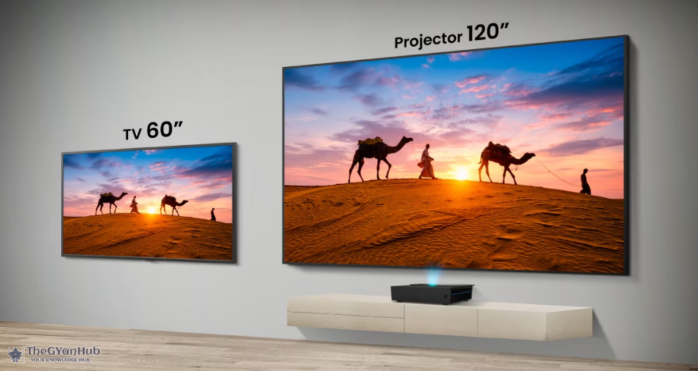 tv vs projector size tv vs projector size