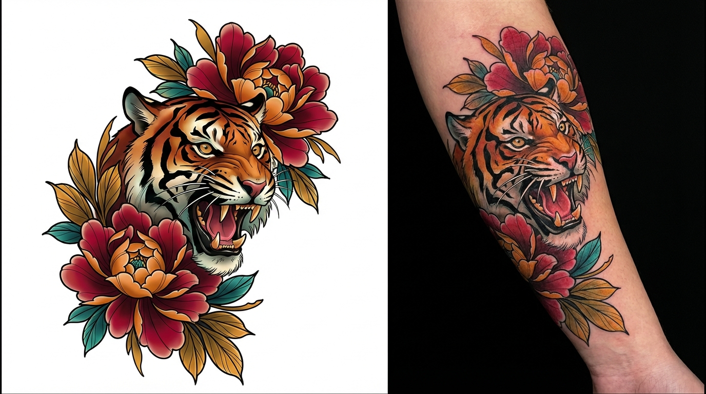 Neo Traditional g0rreq tattoo by Darwin Enriquez NYC. realism-tattoo-arm