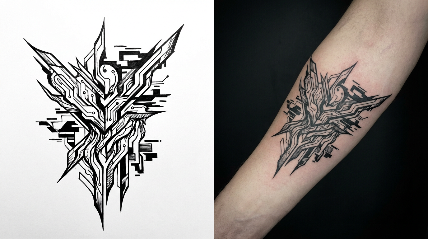 Cybersigilism as1ihh tattoo by Darwin Enriquez NYC. realism-tattoo-arm