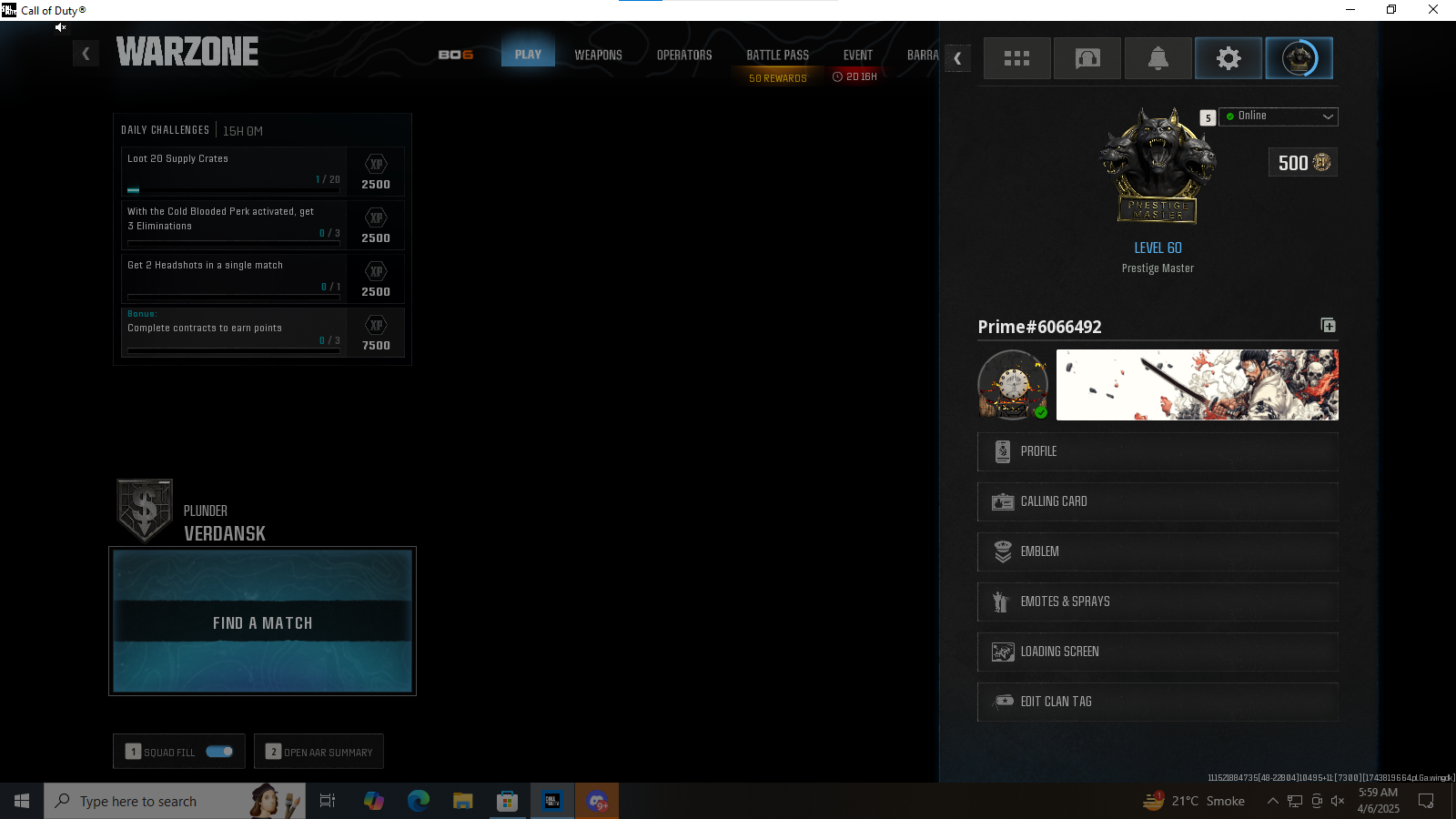 👑 Prestige Master 👑 Legit Unlocked ⚡ WZ4 Ranked Ready 🎮 16 Operators 🥇 Prestige 10 + Level 80 🔓 Full Access 🔗 Linkable to All Platforms